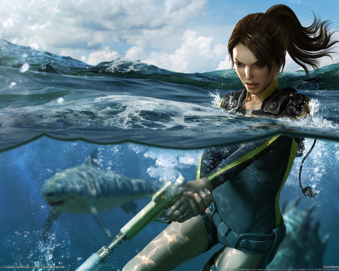 Девушка в воде, игра Tomb Raider