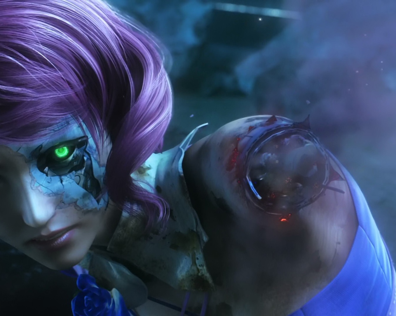 Девушка робот с зеленым глазом