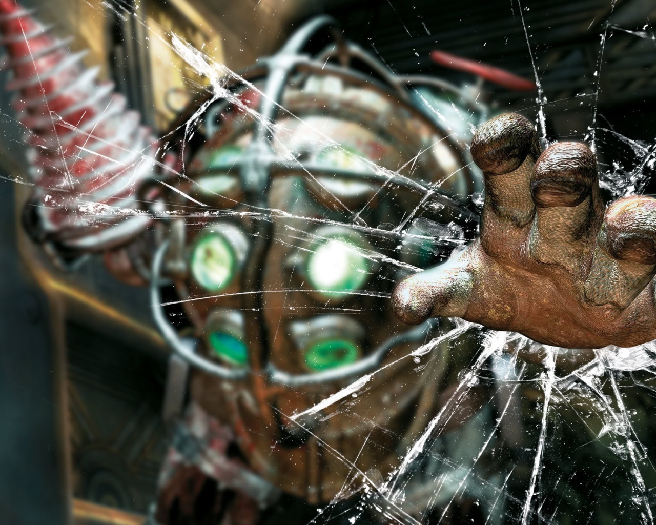 Герой игры Биошок пробил стекло рукой