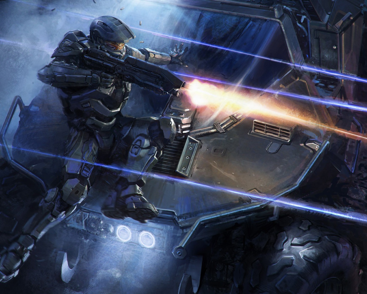 Солдат Мастер Чиф во время боя, игра Halo 5