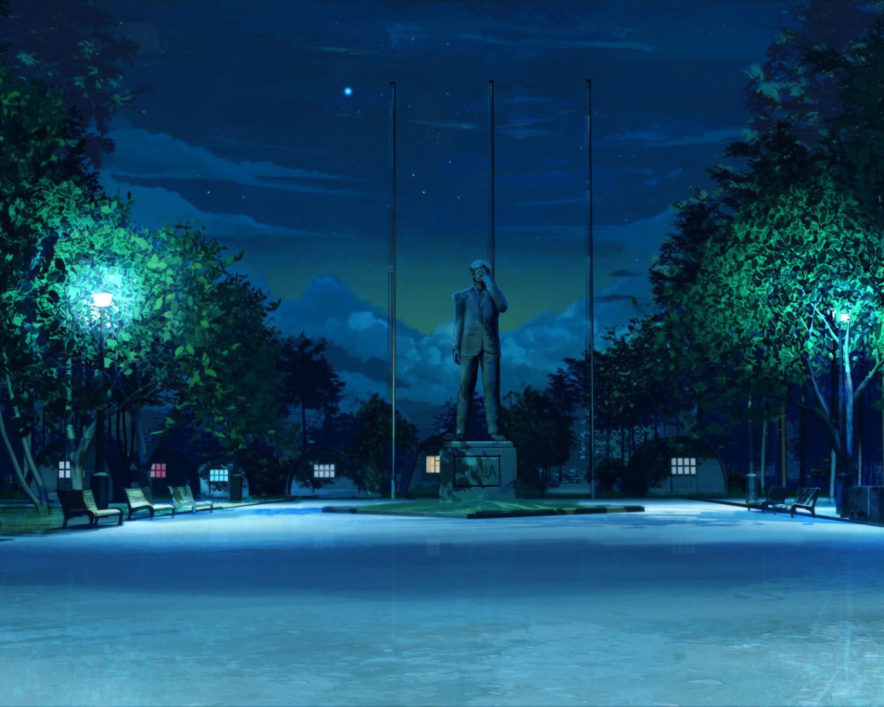 Городская площадь в игре Бесконечное лето