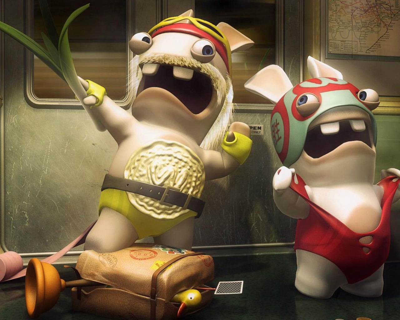 Два персонажа игры Rayman Raving Rabbids