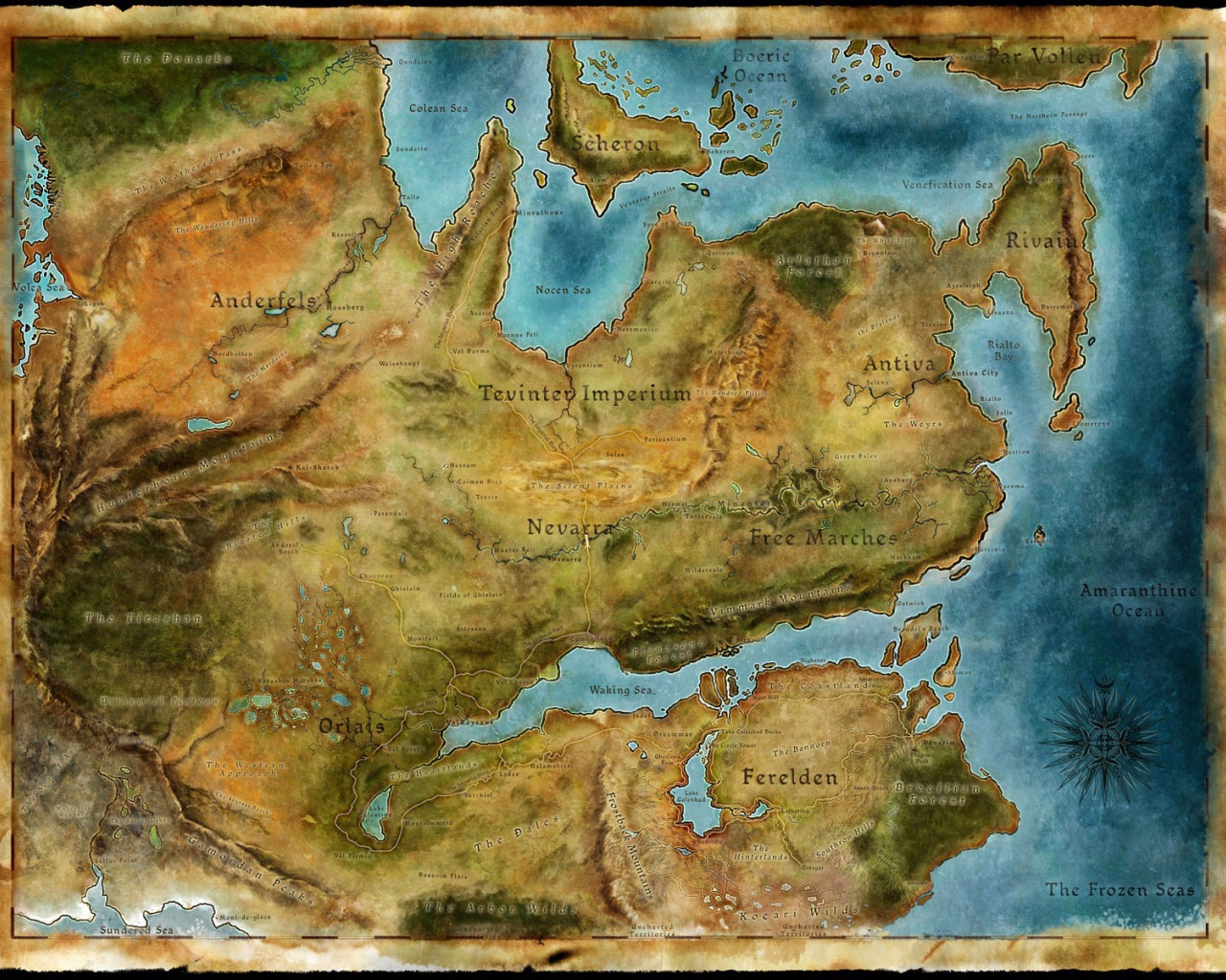 Карта мира игры Dragon Age