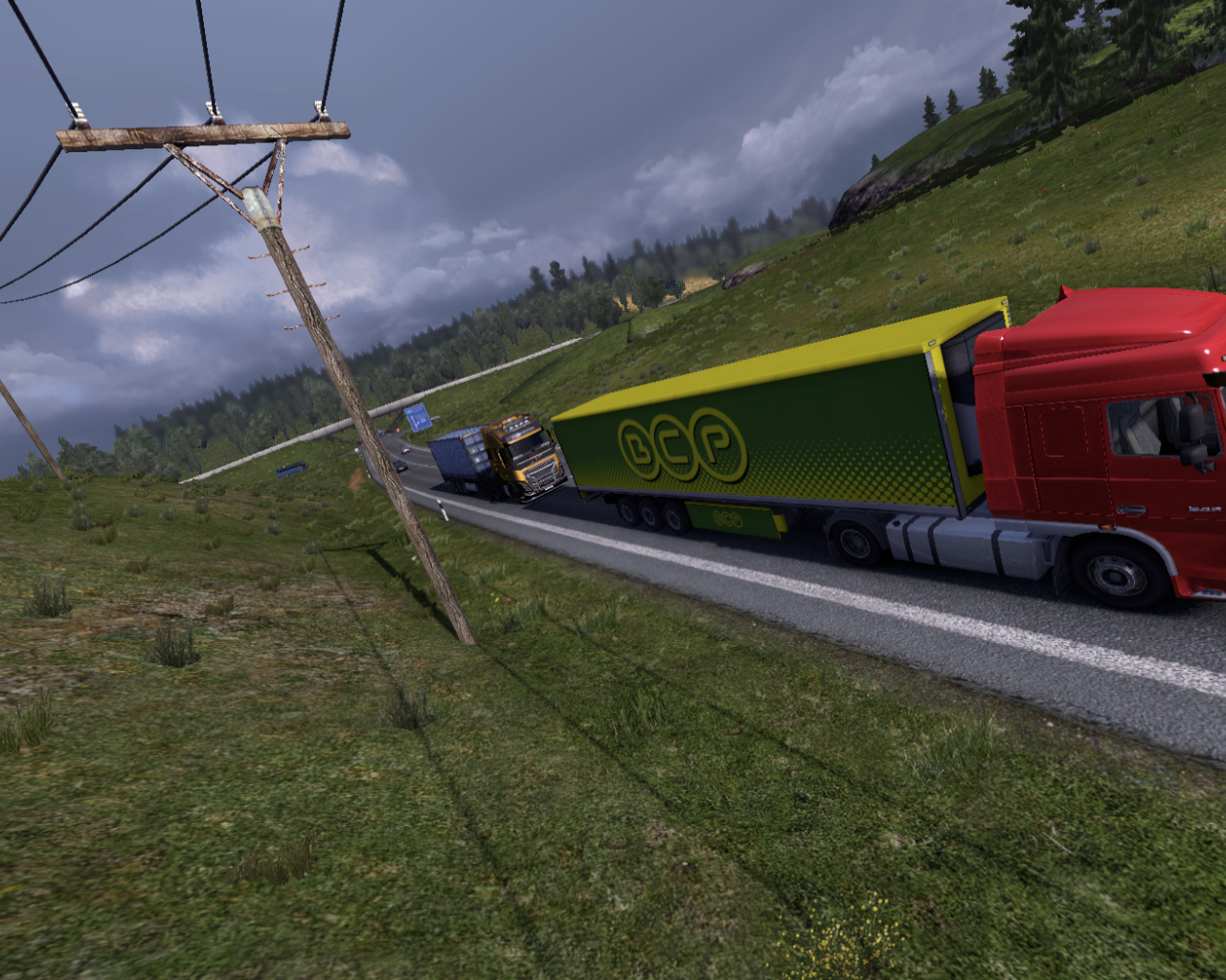 Желтый грузовик, игра Euro Truck Simulator 2