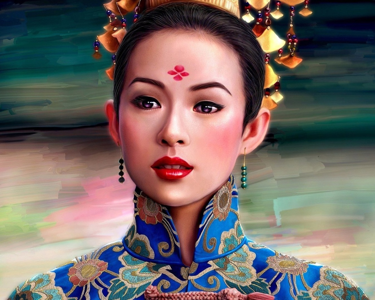 Азиатская девушка в национальном наряде