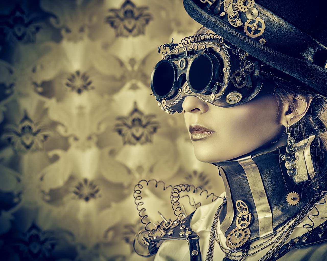 Модель в стильном наряде, стимпанк