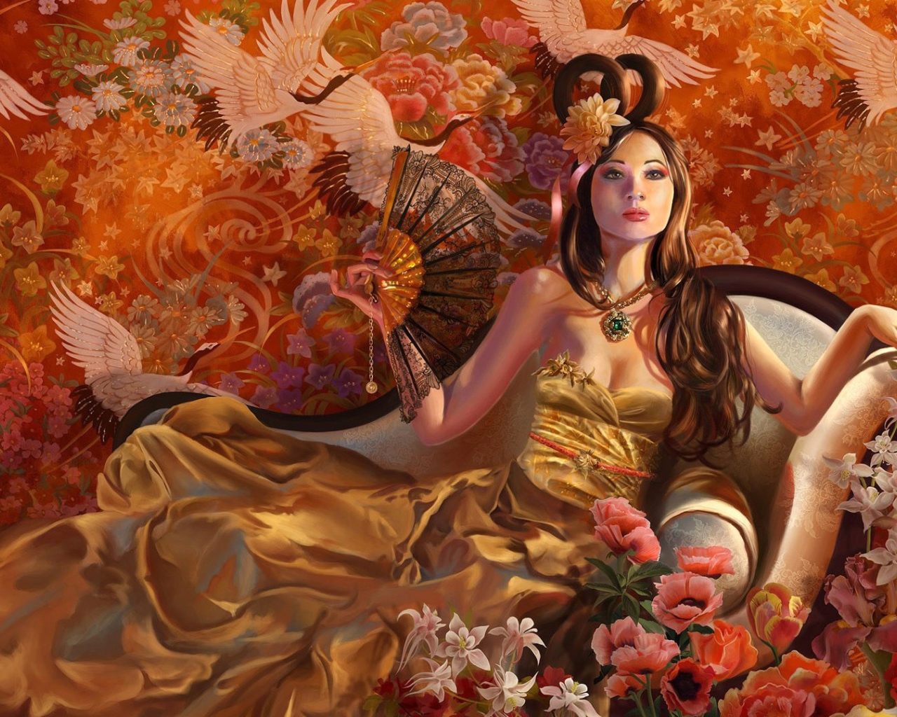 Восточная девушка с веером