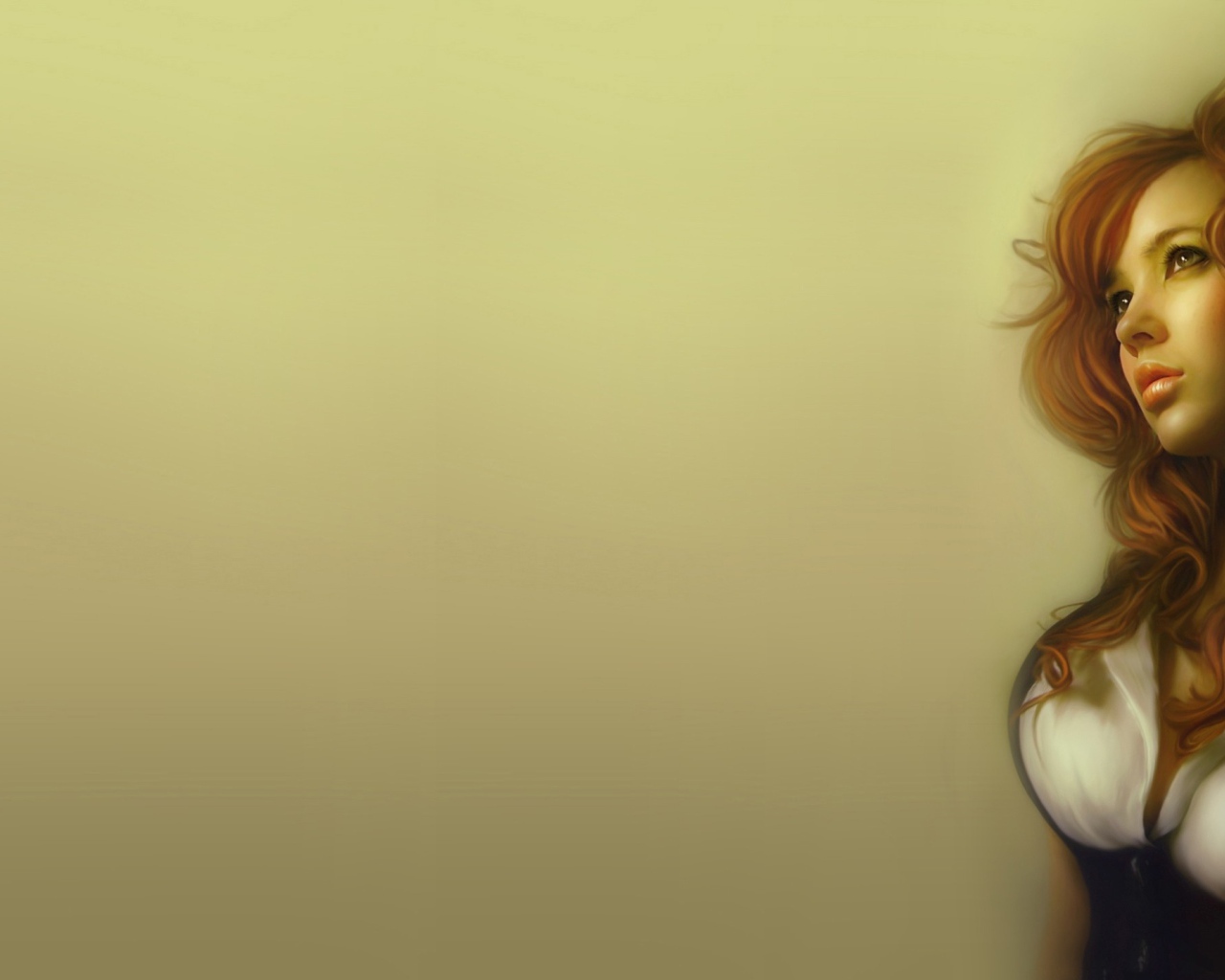 Рыжеволосая девушка на картине