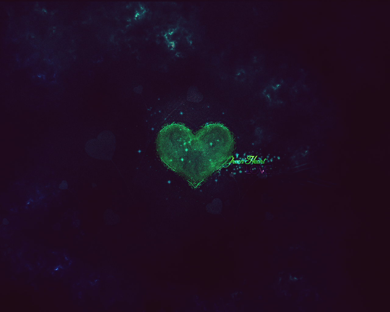 Зеленое сердце на черном фоне