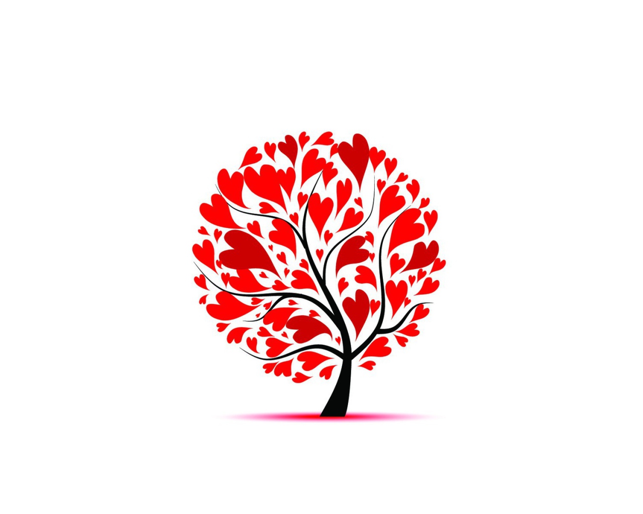 Сердца на дереве вместо листвы