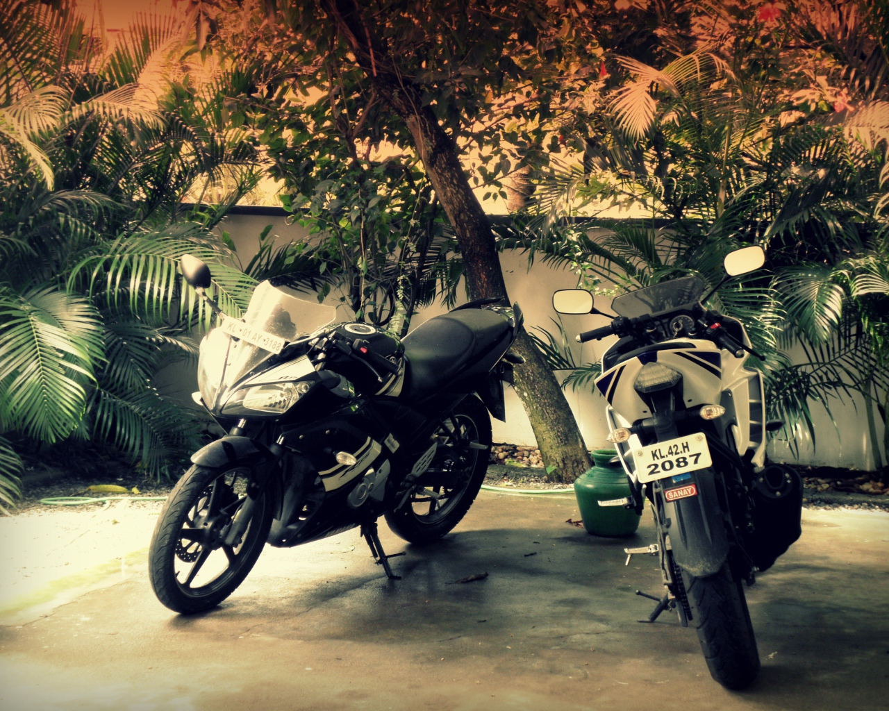 Два мотоцикла во дворе