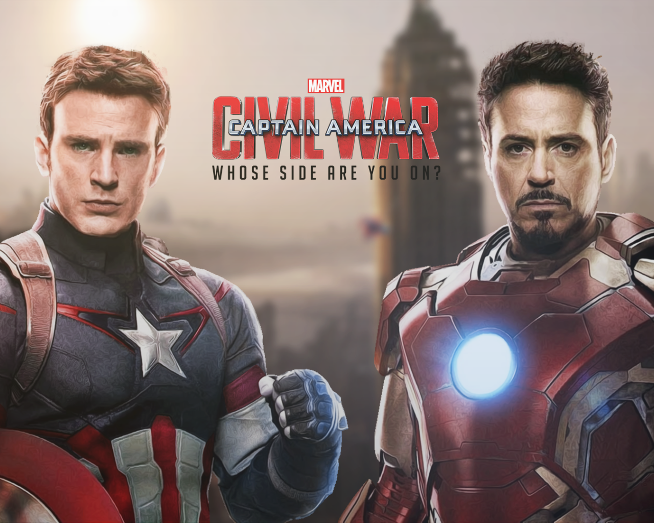 Капитан Америка и Тони Старк на постере фильма