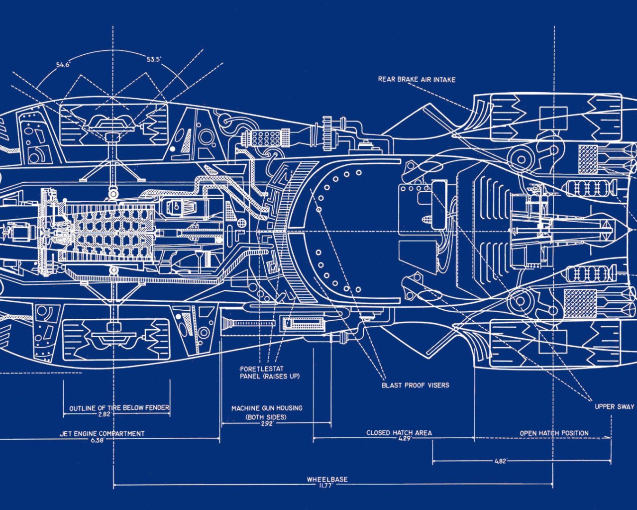 Чертеж автомобиля Бэтмана