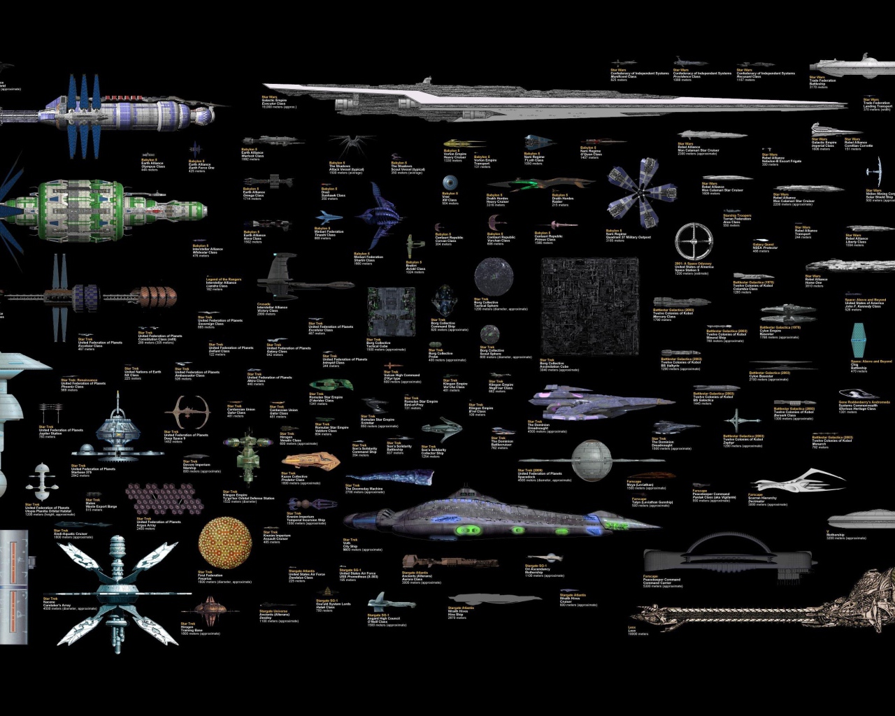 Космические корабли из разных фантастических сериалов