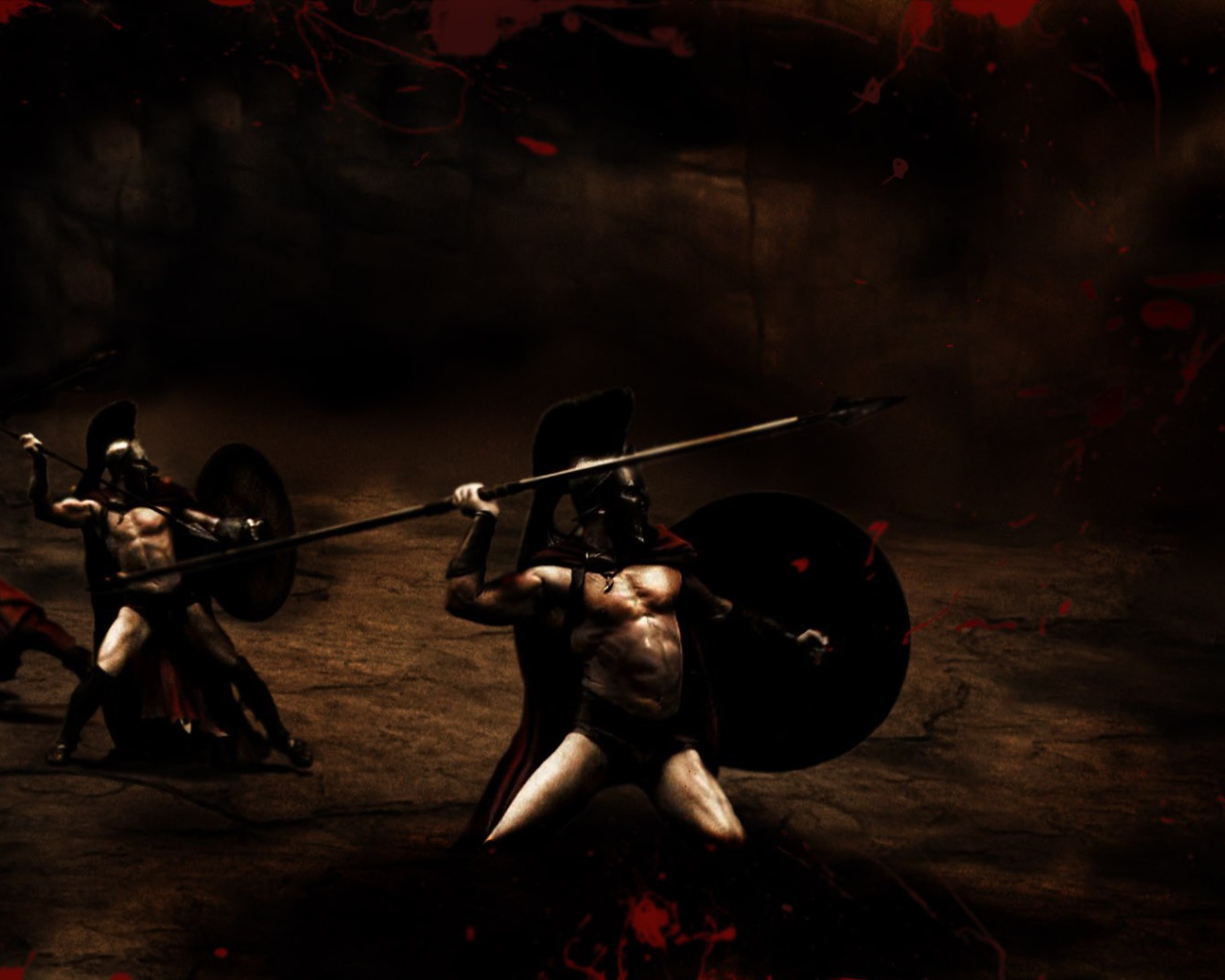 Солдаты метают копья, 300 спартанцев