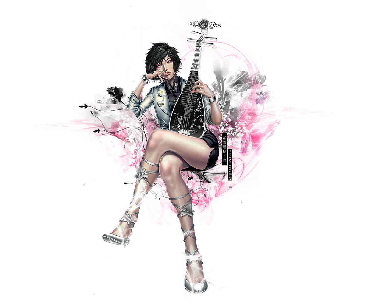 Музыкант на белом фоне