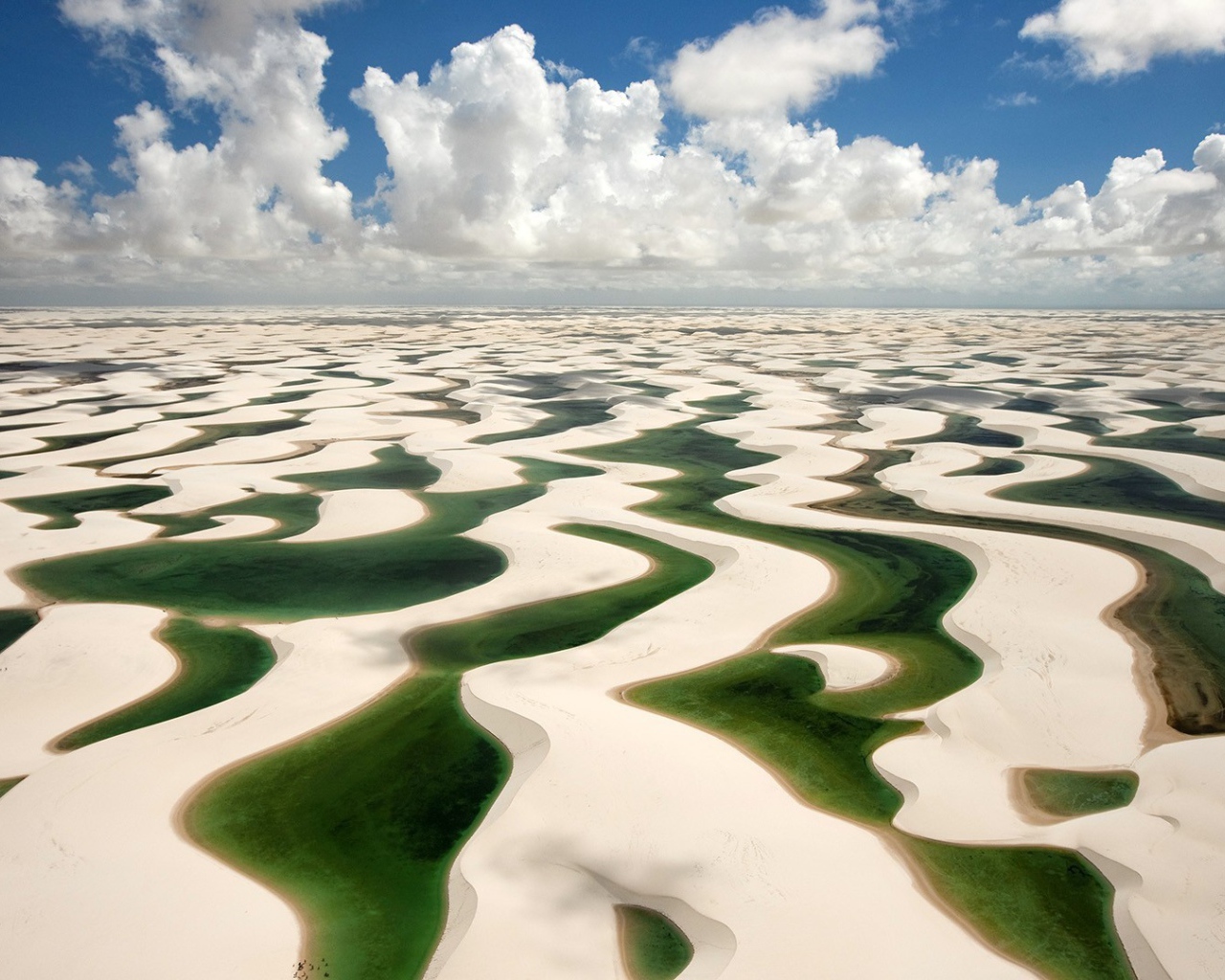 Зеленая вода на белом песке