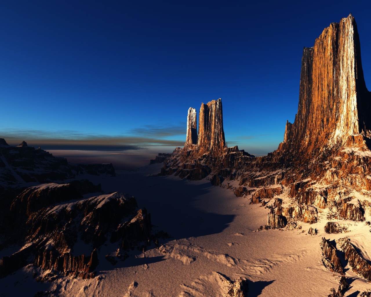 Острые пики оставшиеся от разрушенных скал