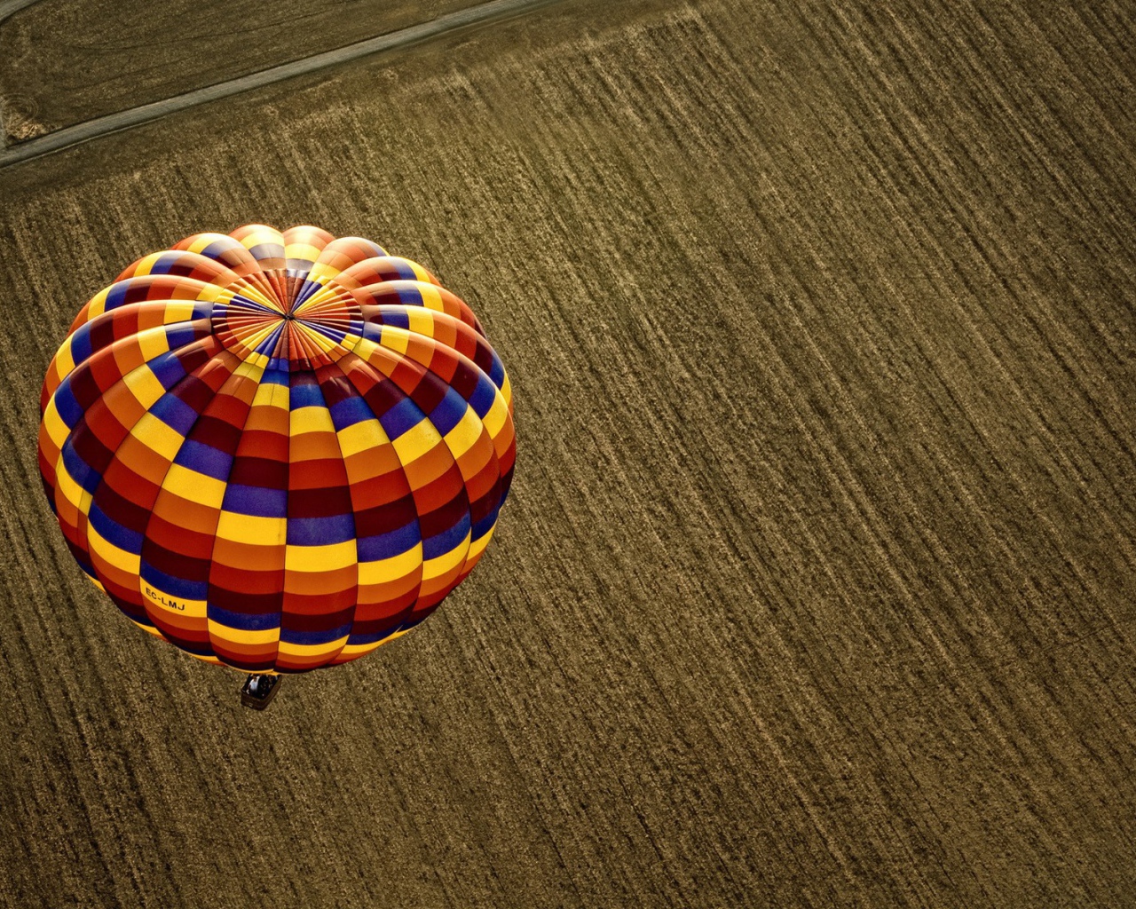 Воздушный шар над вспаханным полем