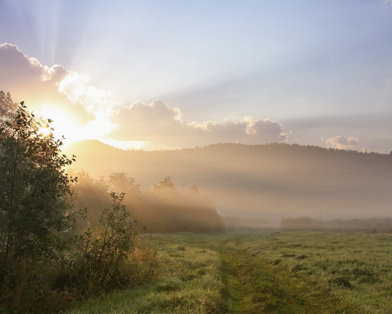 Восход солнца из за холма