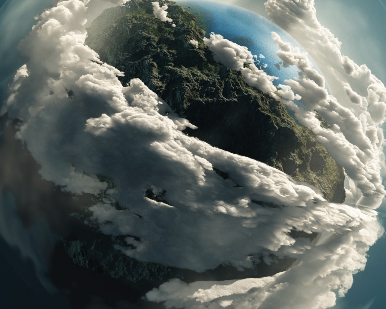 Фото острова, линза рыбий глаз