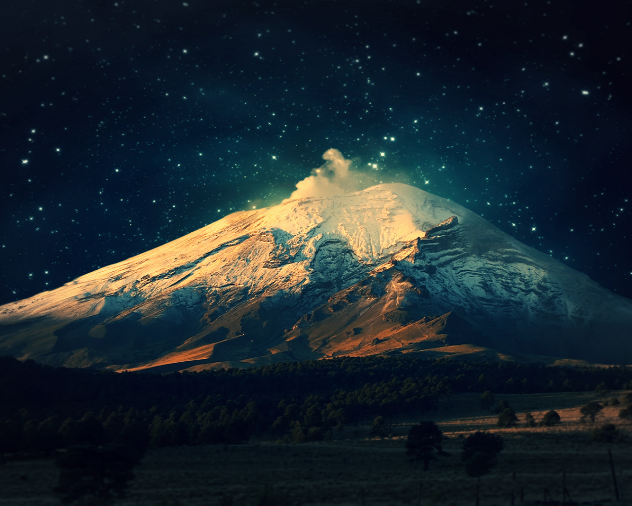 Звездное небо над горой Фудзи