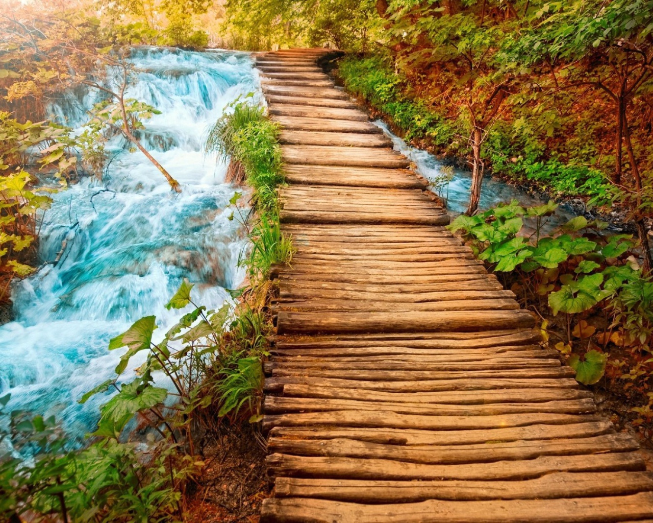 Деревянный мост через речку