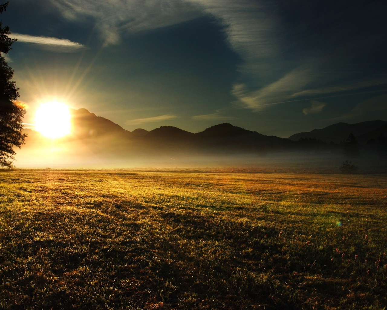 Вечерний туман на закате