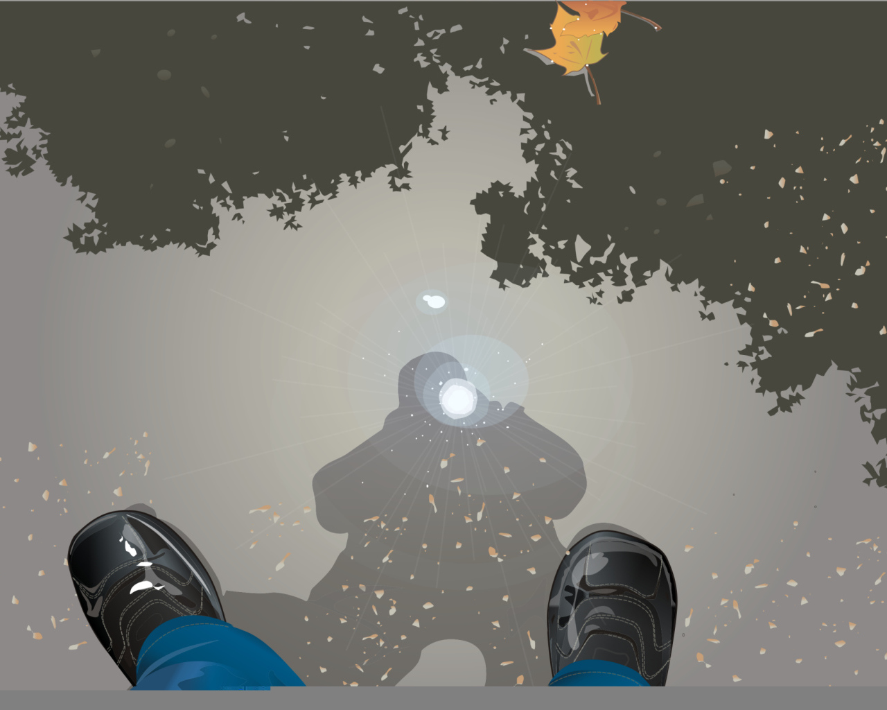 Отражение человека в воде