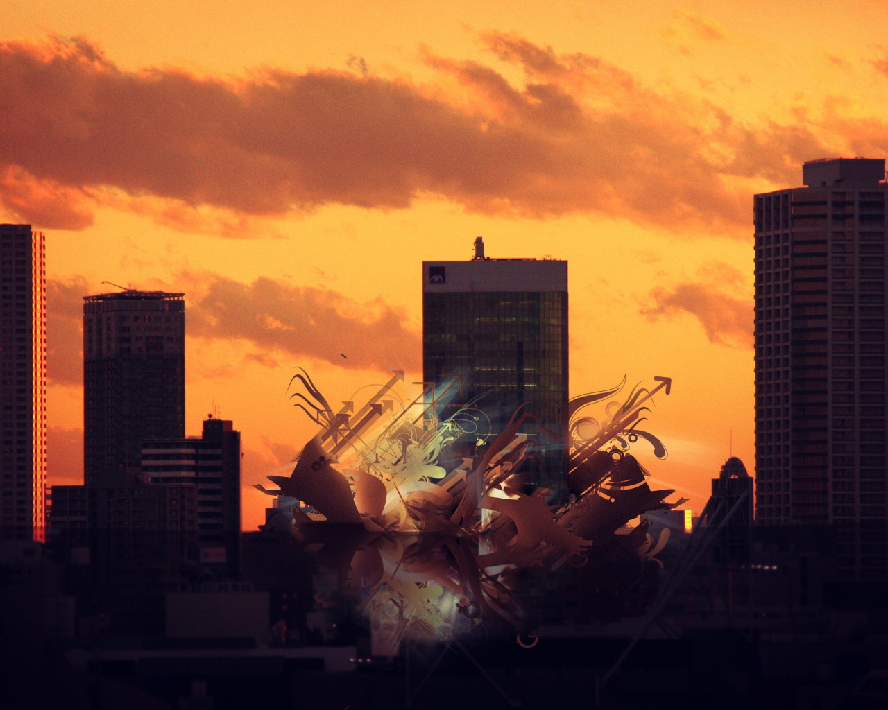 Рисунок на городском пейзаже