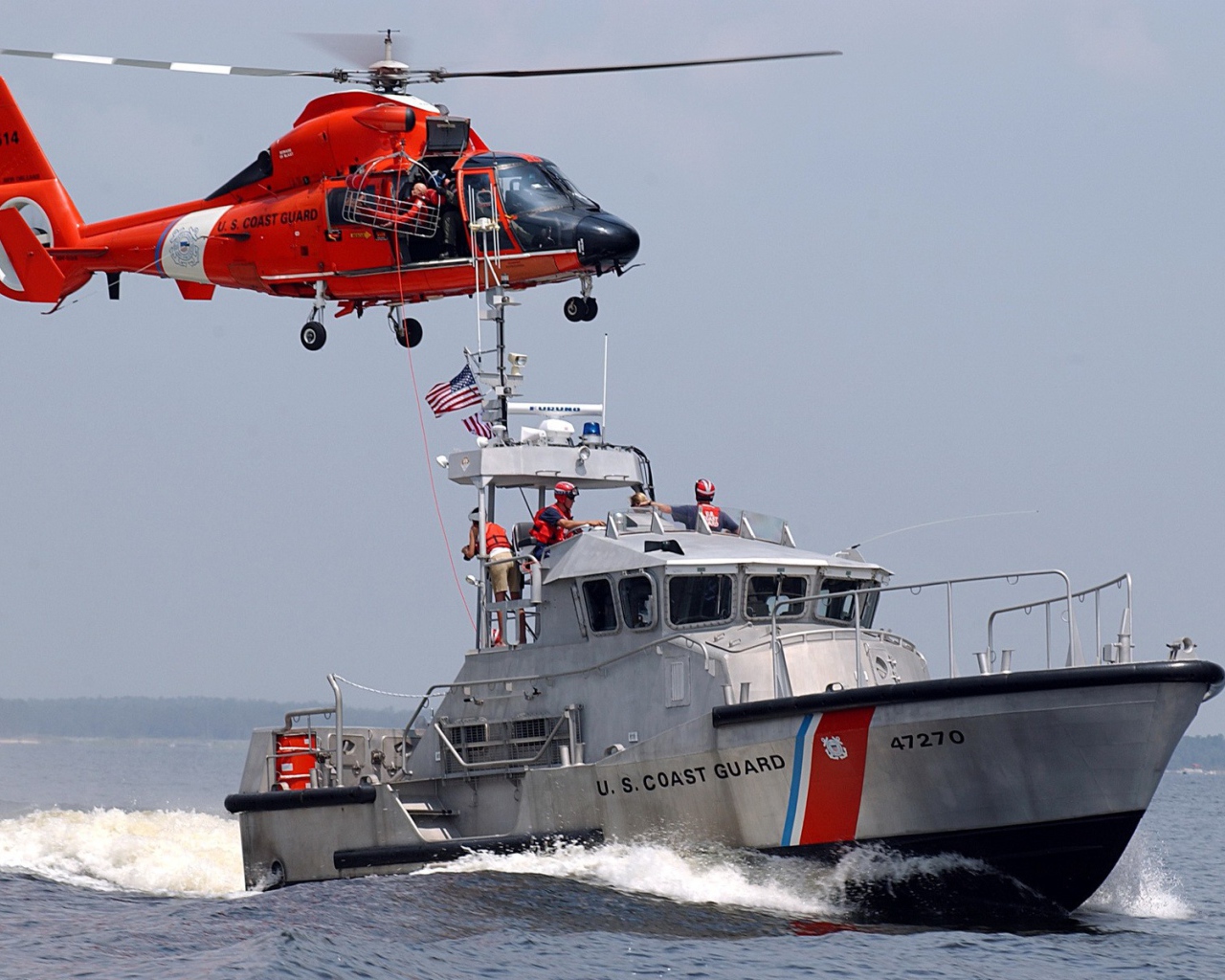 Helicopter and boat USCG