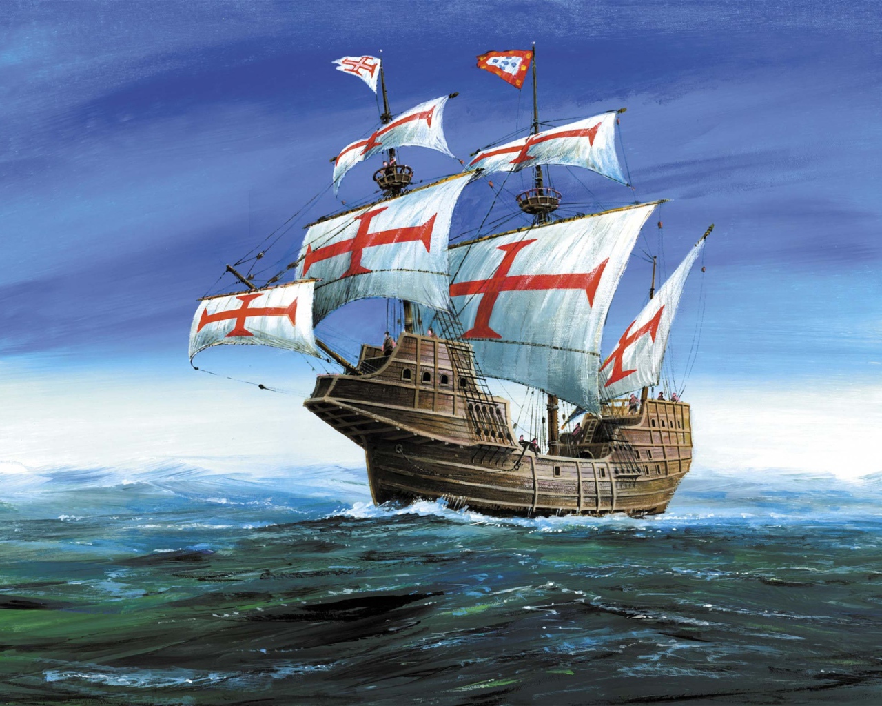 Парусный корабль с крестами