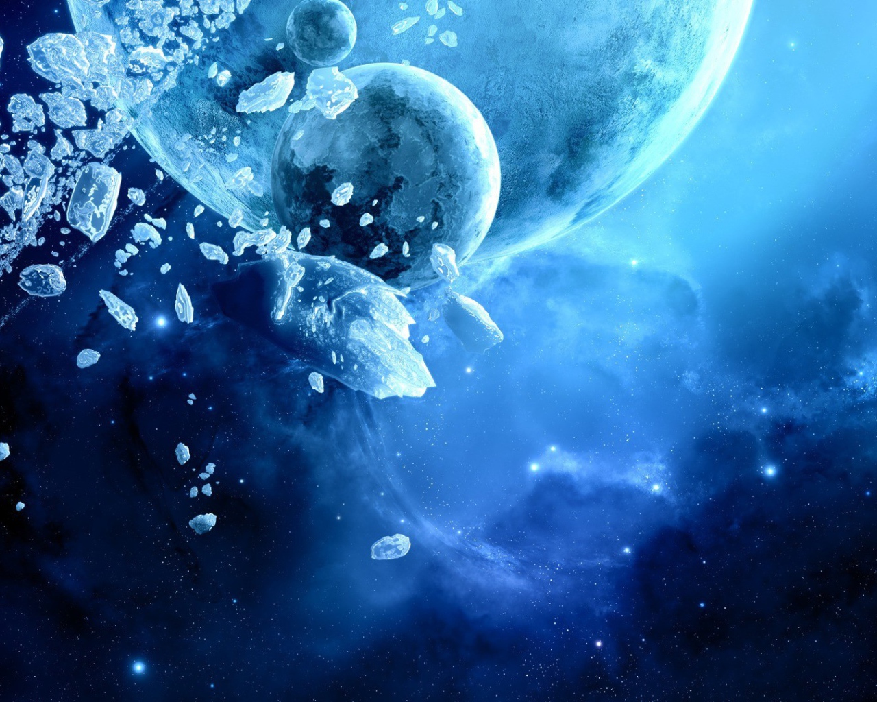 Глыбы льда в космосе