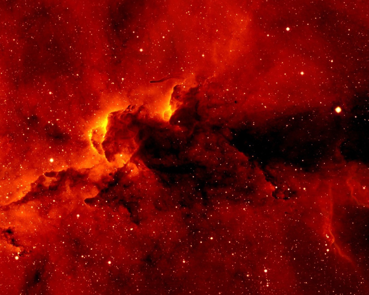 Bright red space nebula