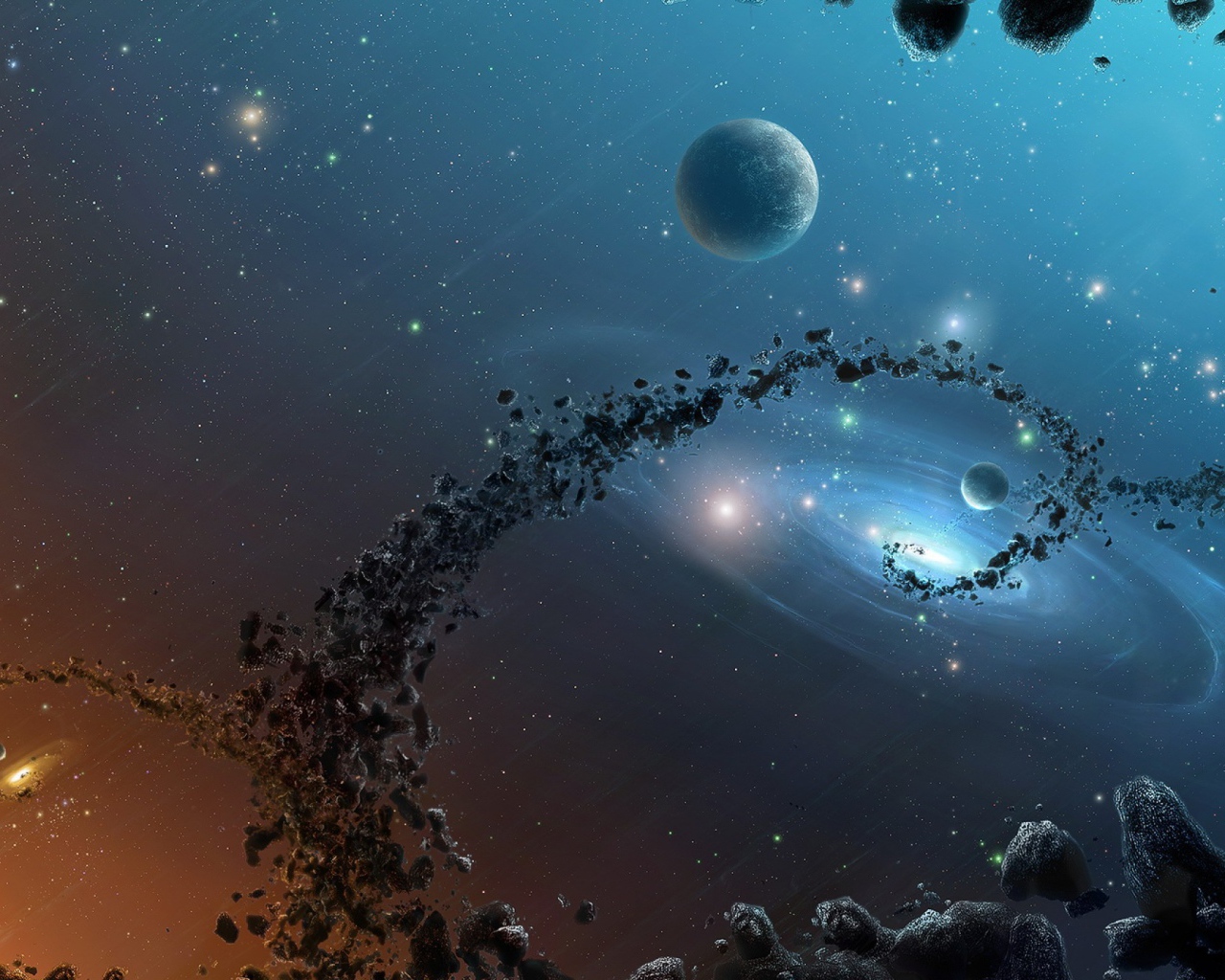 Цепь астероидов между галактиками