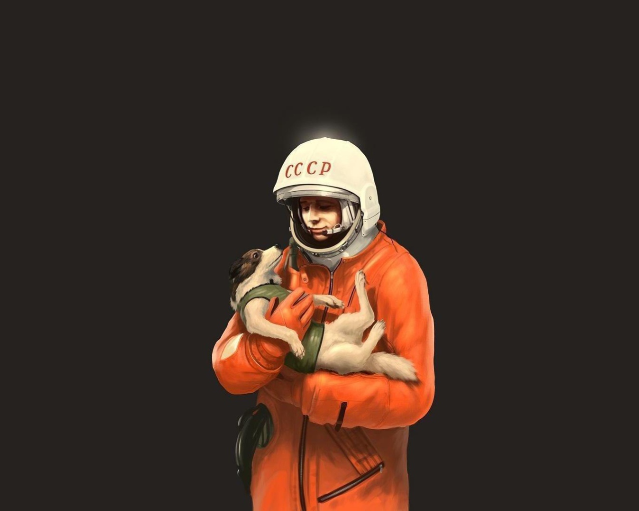 Лайка на руках у Гагарина