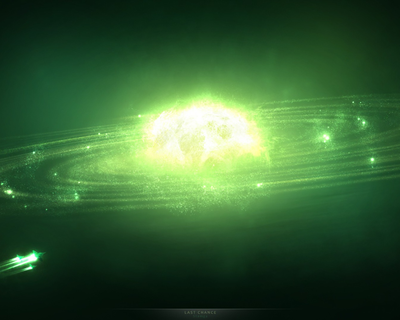 Планетная система в зеленой дымке