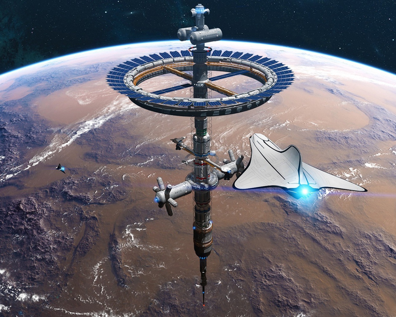 Космическая станция над Марсом