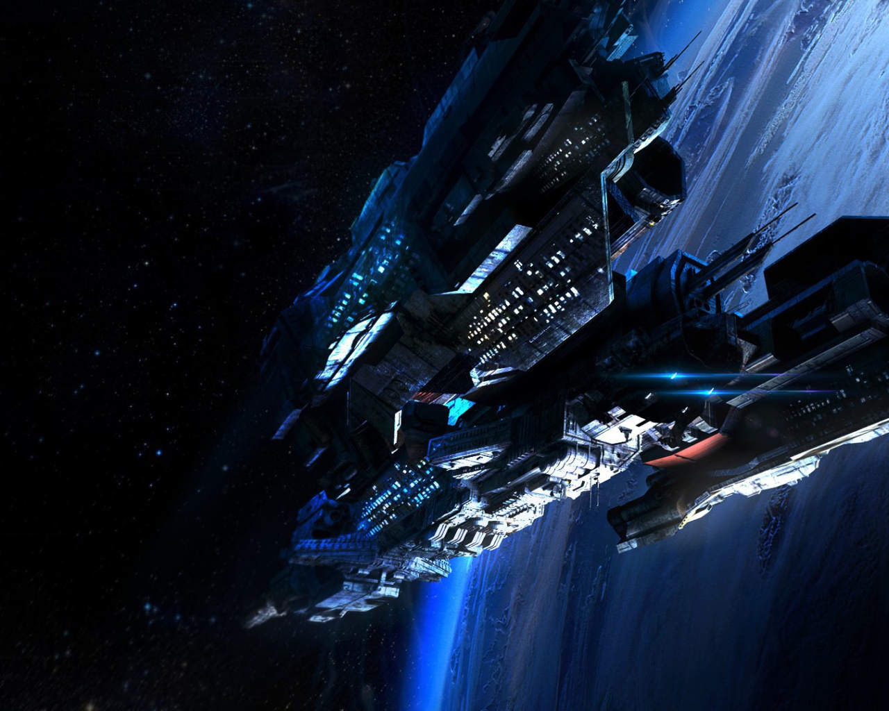 Космический корабль у далекой планеты