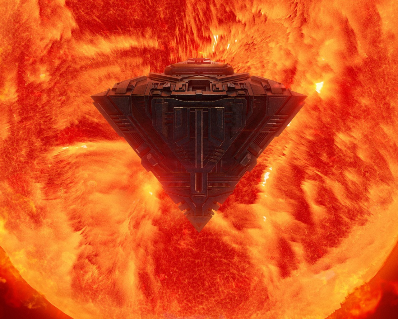 Космический корабль перед Солнцем