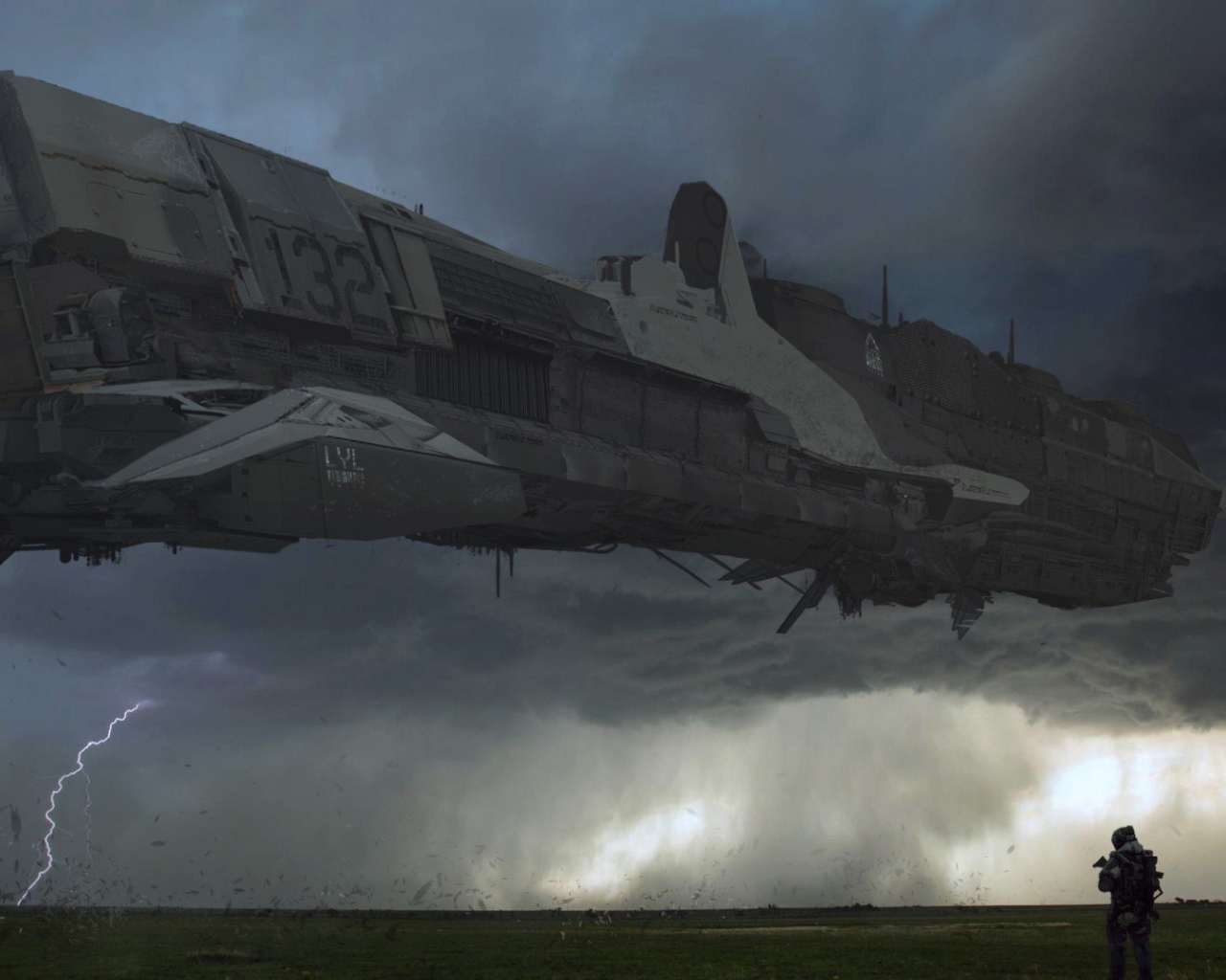 Космический корабль садится на чужую планету