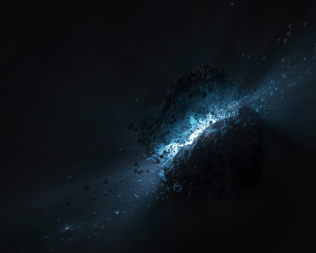 Свет внутри черного астероида