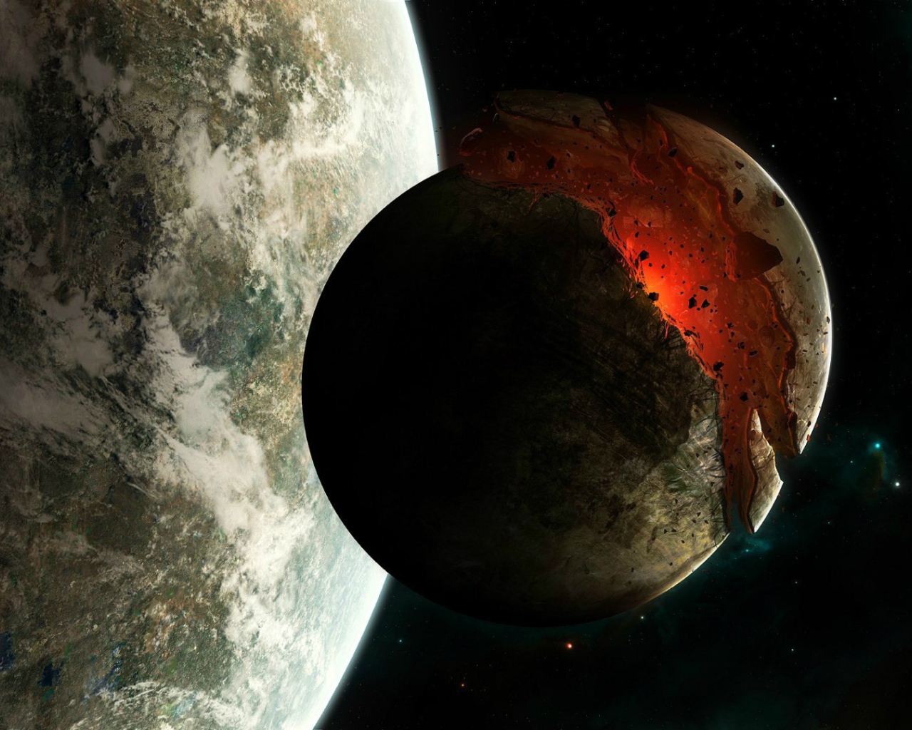 Луна раскололась на части