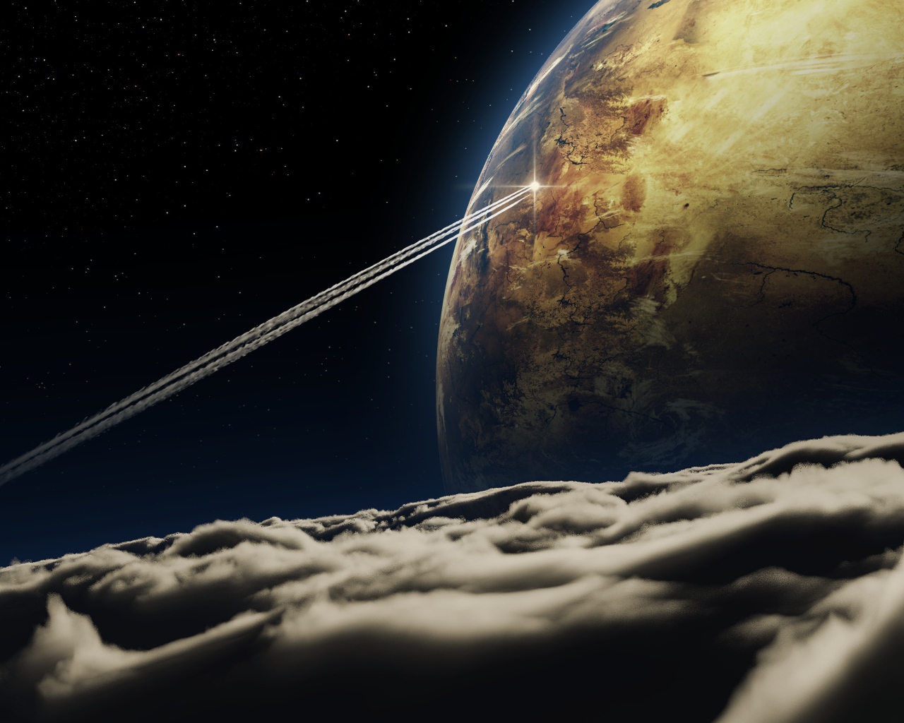 След от космического корабля