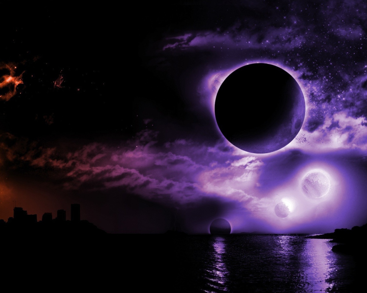 Фиолетовое затмение в ночи