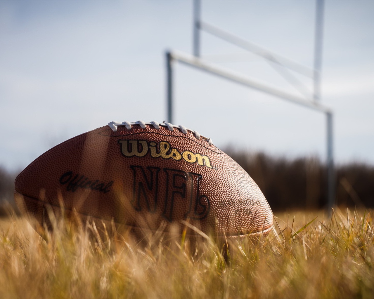 Мяч для американского футбола на поле