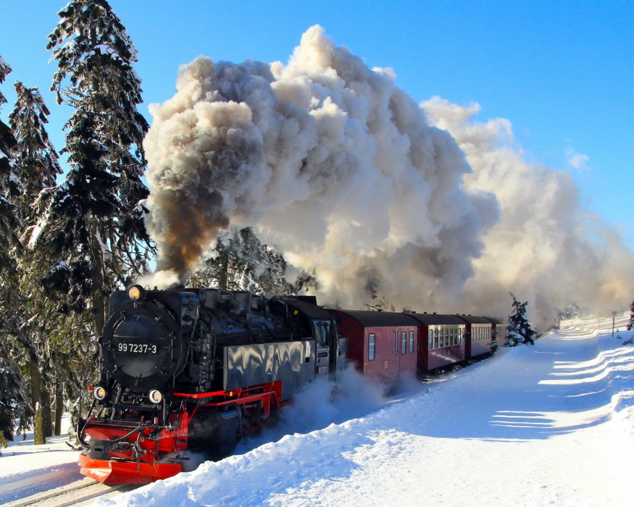 Steam train in the Harz National Park in Germany.