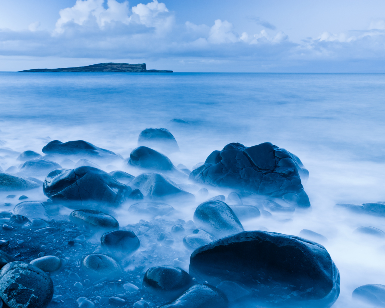 The blue sea off the coast of Scotland