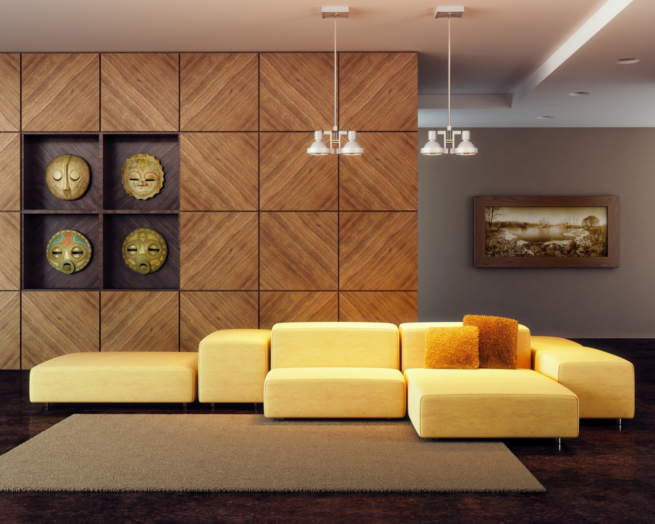 Составной желтый диван