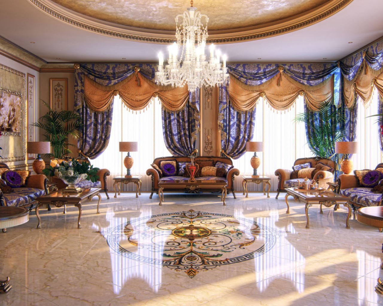 Интерьер гостиной в богатом доме